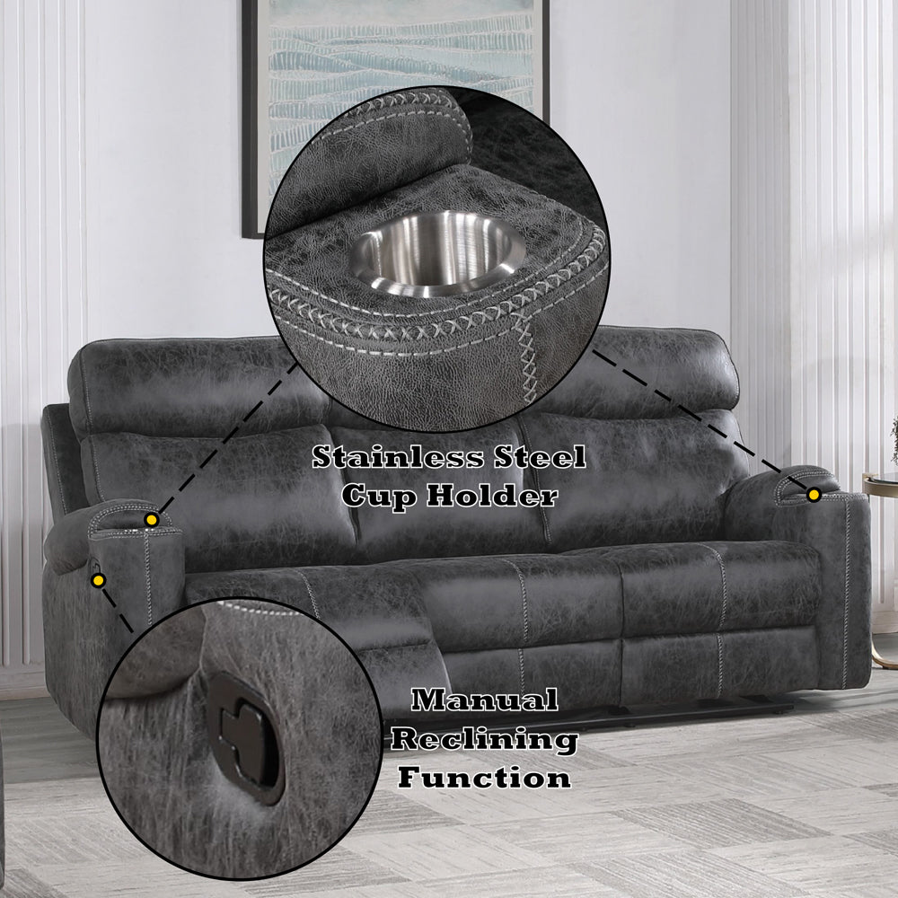 Hirah Dark Gray Motion Sofa - Ornate Home