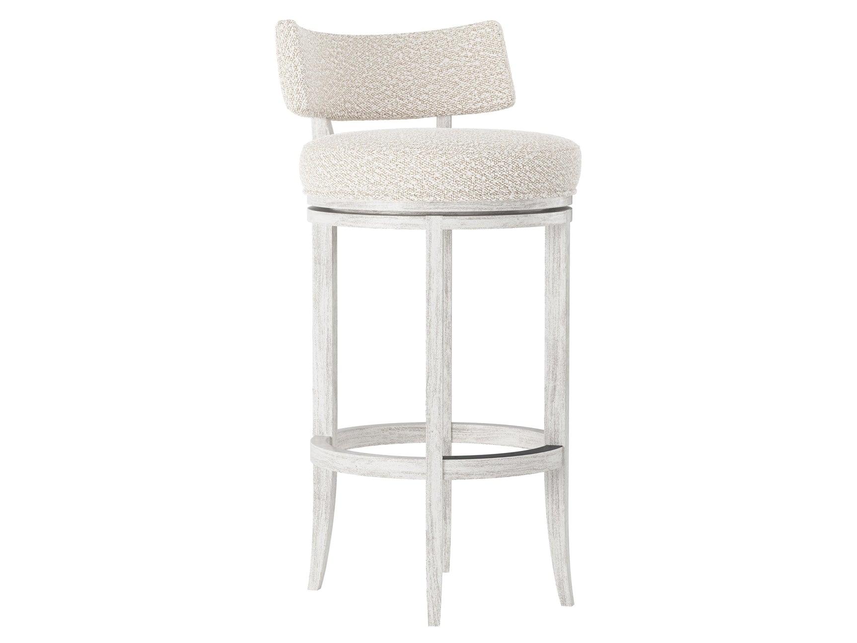 Hirsch Glacier White/White/Cream Fabric Bar Stool - Ornate Home