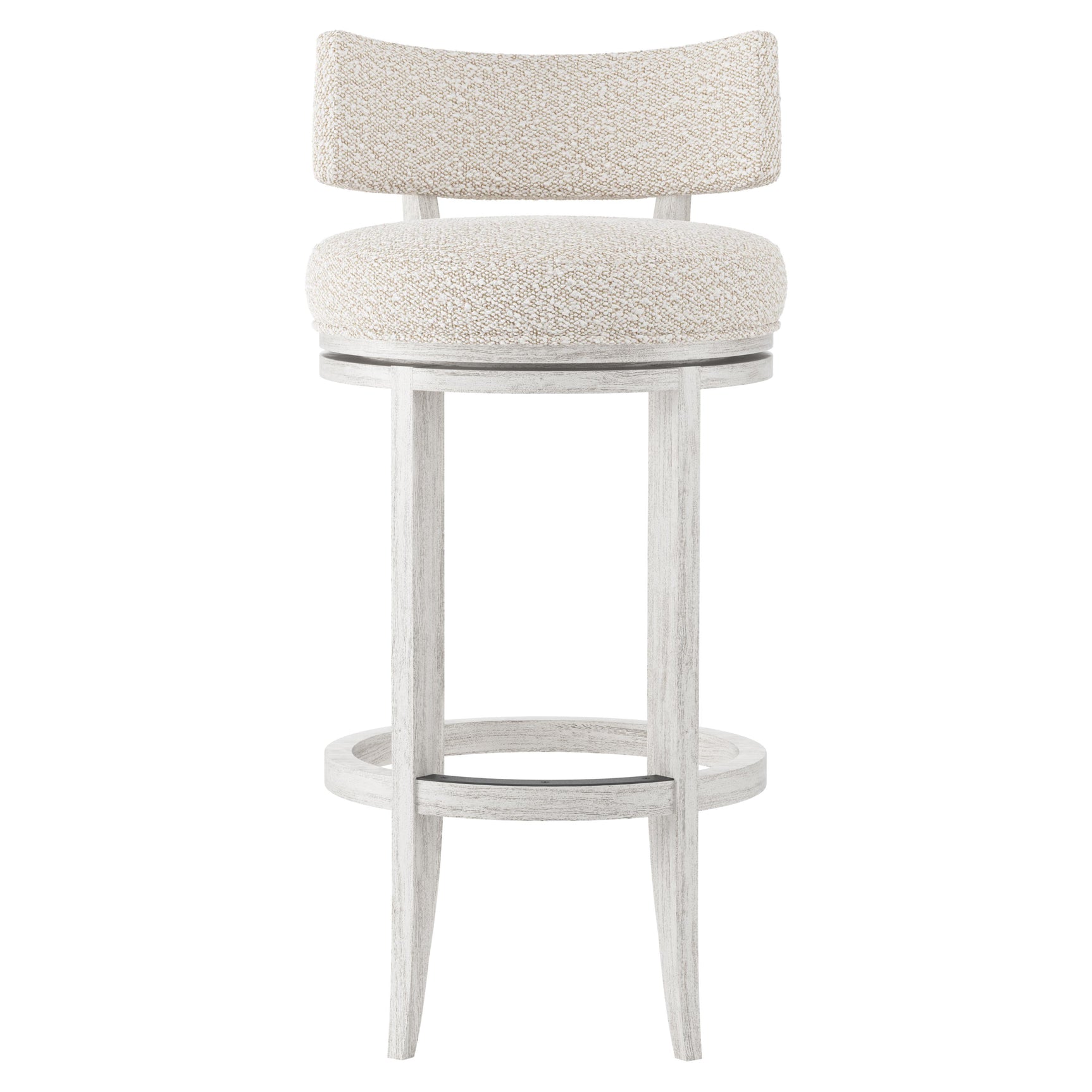 Hirsch Glacier White/White/Cream Fabric Bar Stool - Ornate Home