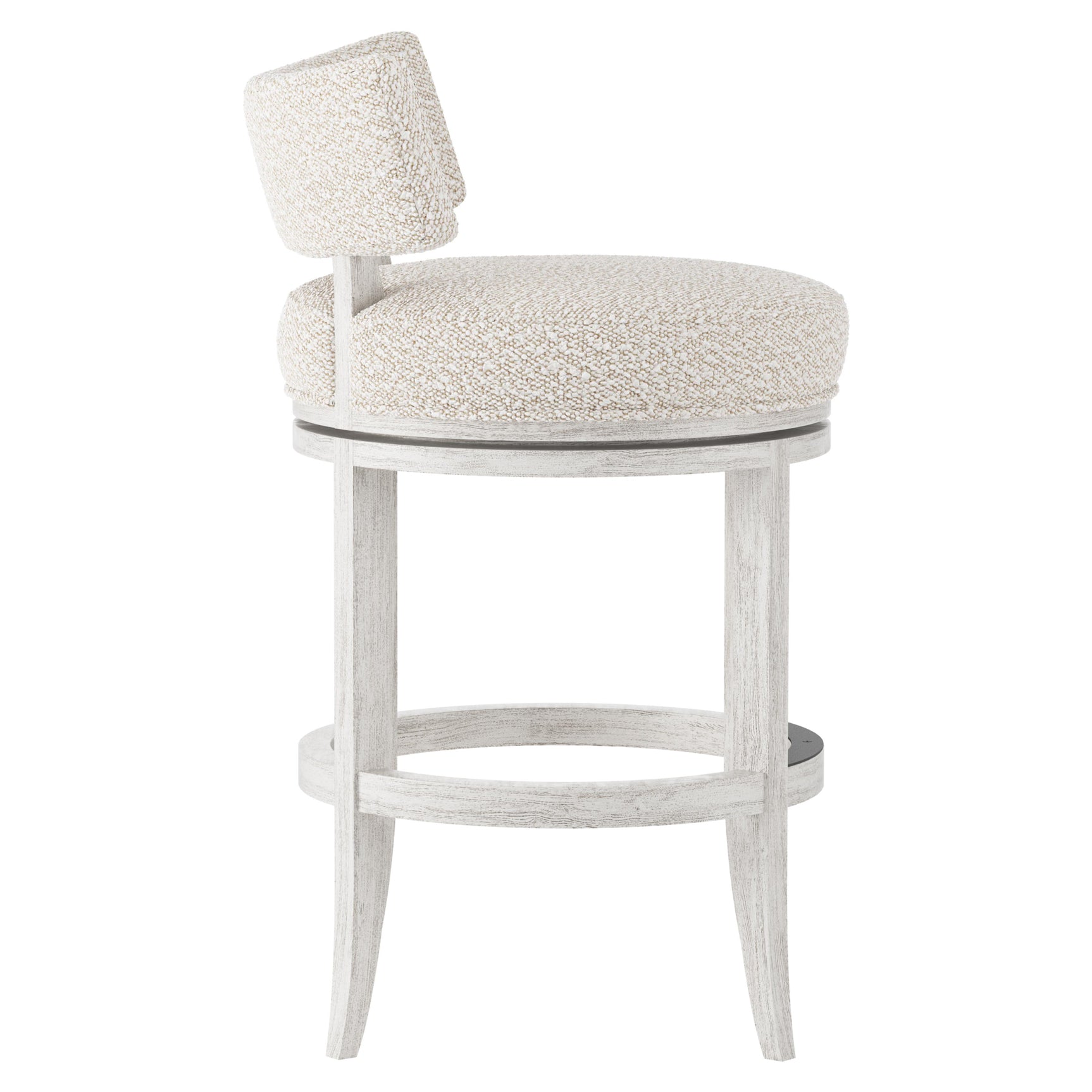 Hirsch Glacier White/White/Cream Fabric Counter Stool - Ornate Home