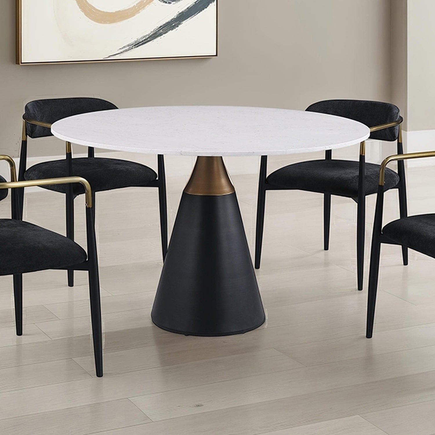 Hobro Black/White 5 Pc. Round Dining Table Set - Ornate Home