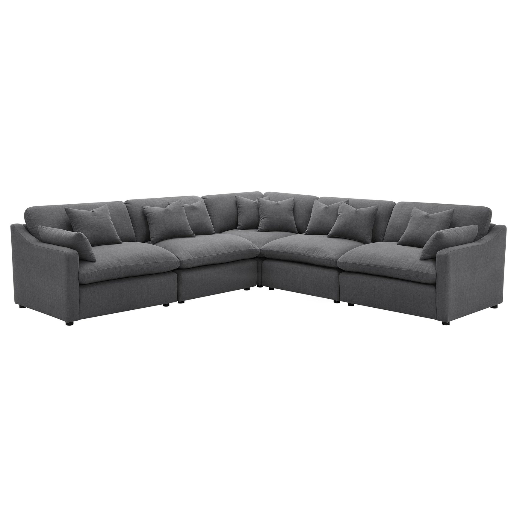 Hobson Charcoal 5-piece Upholstered Modular Sectional Sofa - Ornate Home