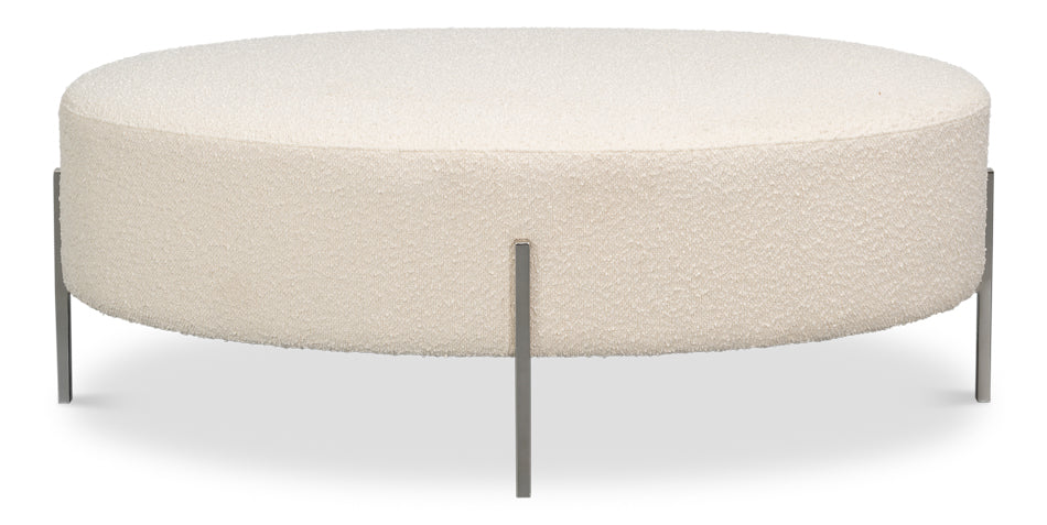 Hoff Off White Boucle Ottoman