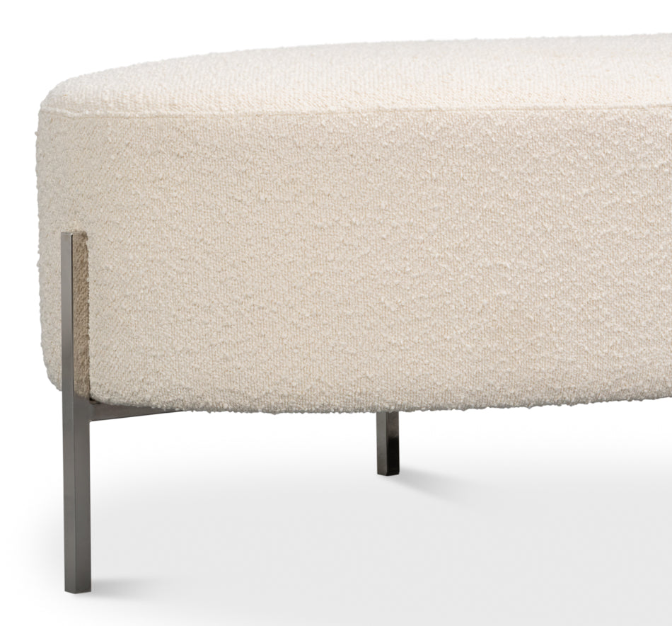 Hoff Off White Boucle Ottoman