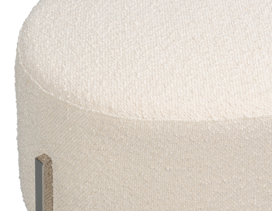 Hoff Off White Boucle Ottoman