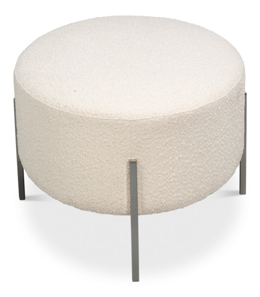 Hoff Off White Boucle Ottoman