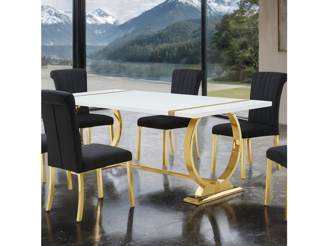 Holbaek Gold/White 80" Dining Table - Ornate Home