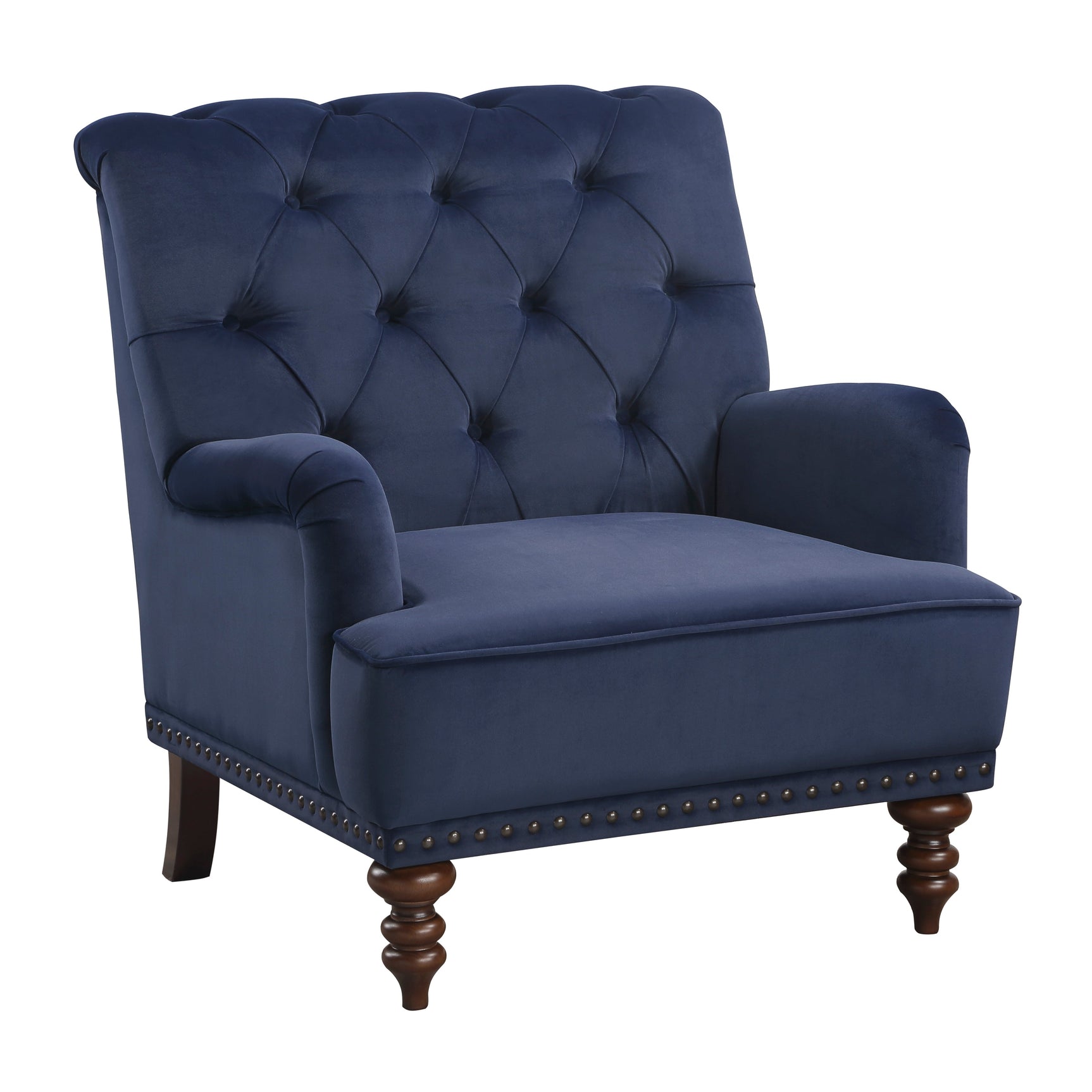 Holland Park Dark Blue Velvet Accent Chair - Ornate Home