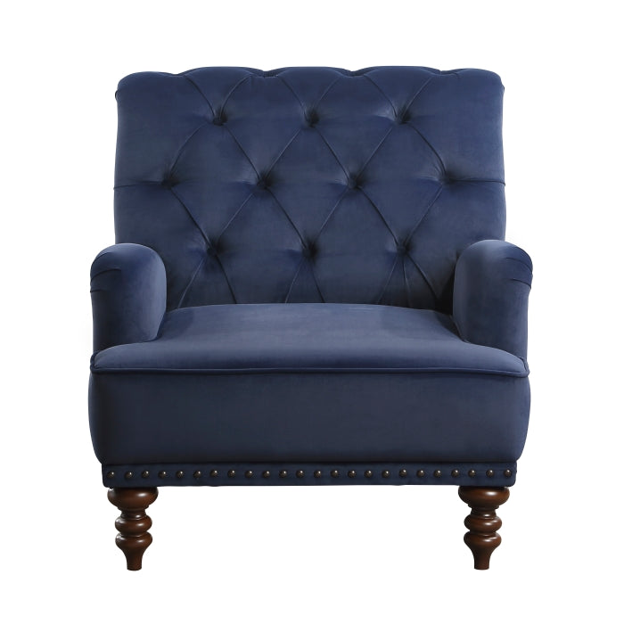 Holland Park Dark Blue Velvet Accent Chair - Ornate Home