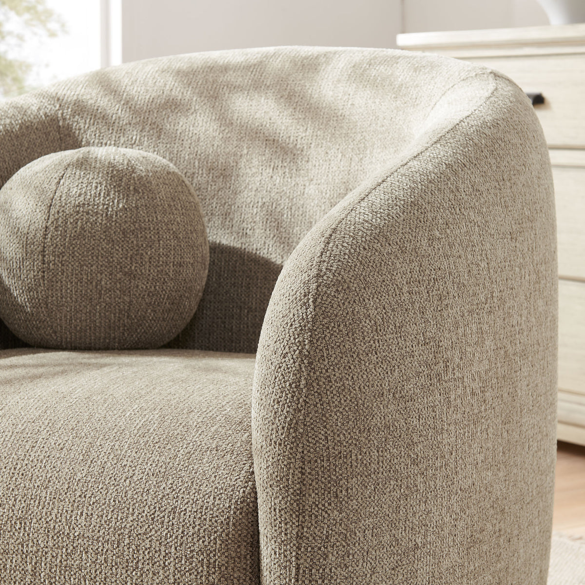 Holland Taupe Swivel Chenille Fabric Armchair - Ornate Home