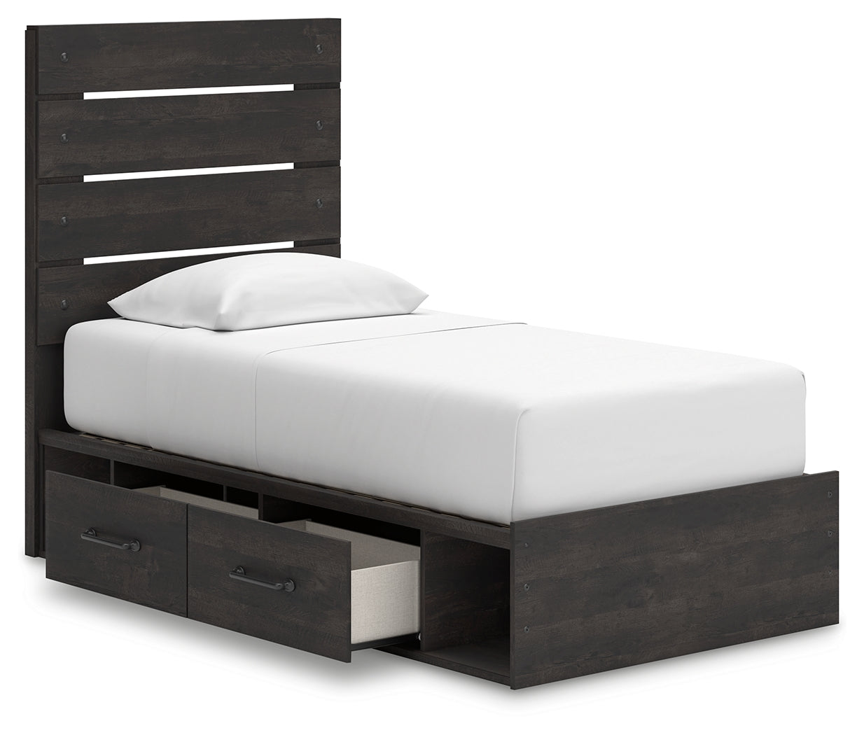 Hollivern Dark Gray Twin Panel Storage Bed, Dresser, Mirror and Chest (Online Special Price) - Ornate Home