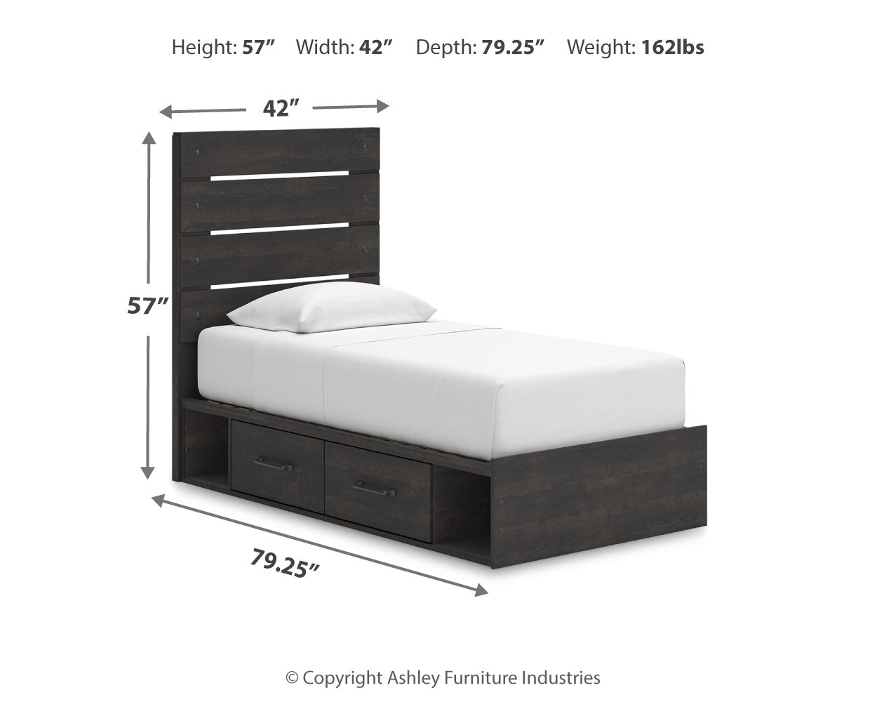 Hollivern Dark Gray Twin Panel Storage Bed, Dresser, Mirror and Chest (Online Special Price) - Ornate Home