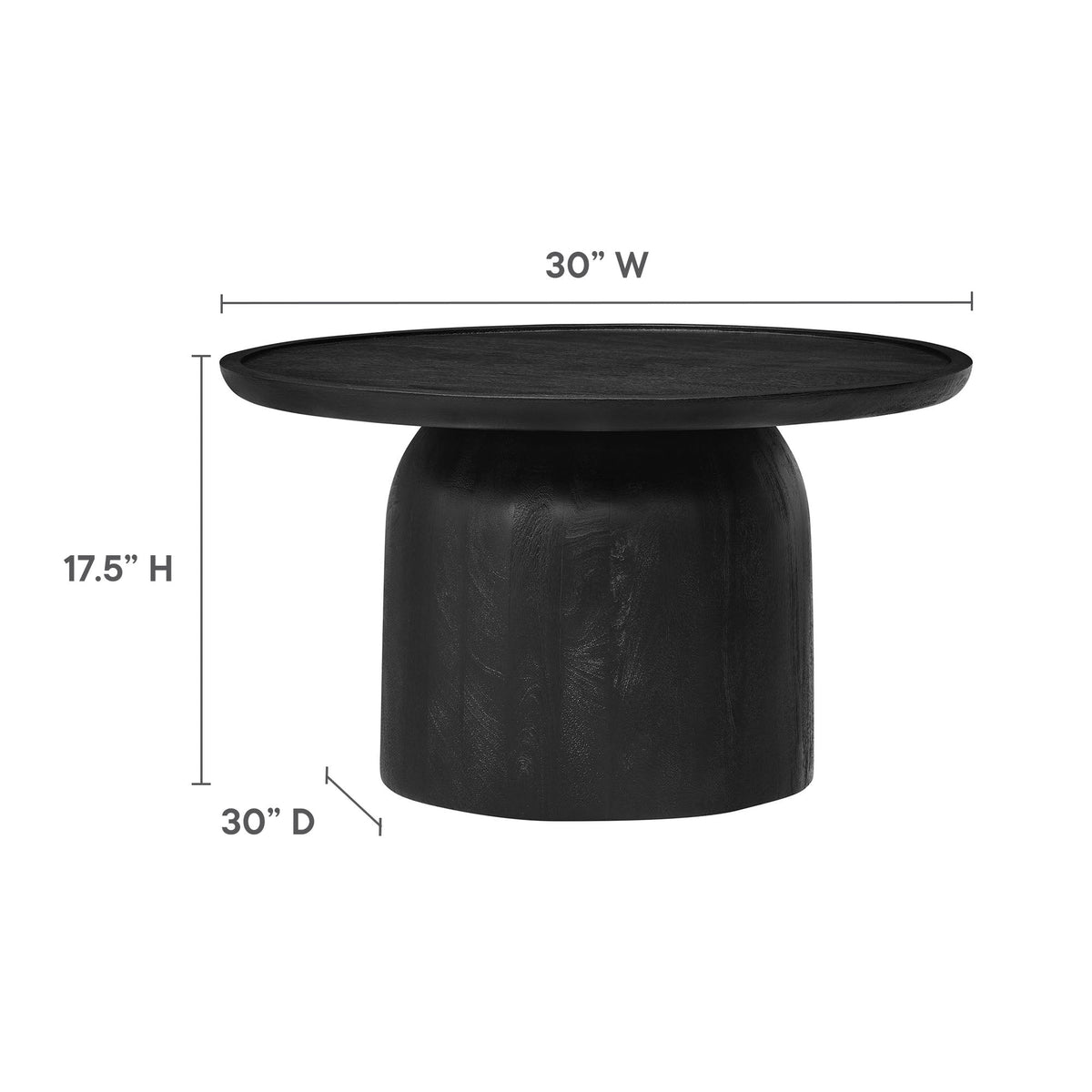 Holloway Black 30" Round Wood Coffee Table - Ornate Home