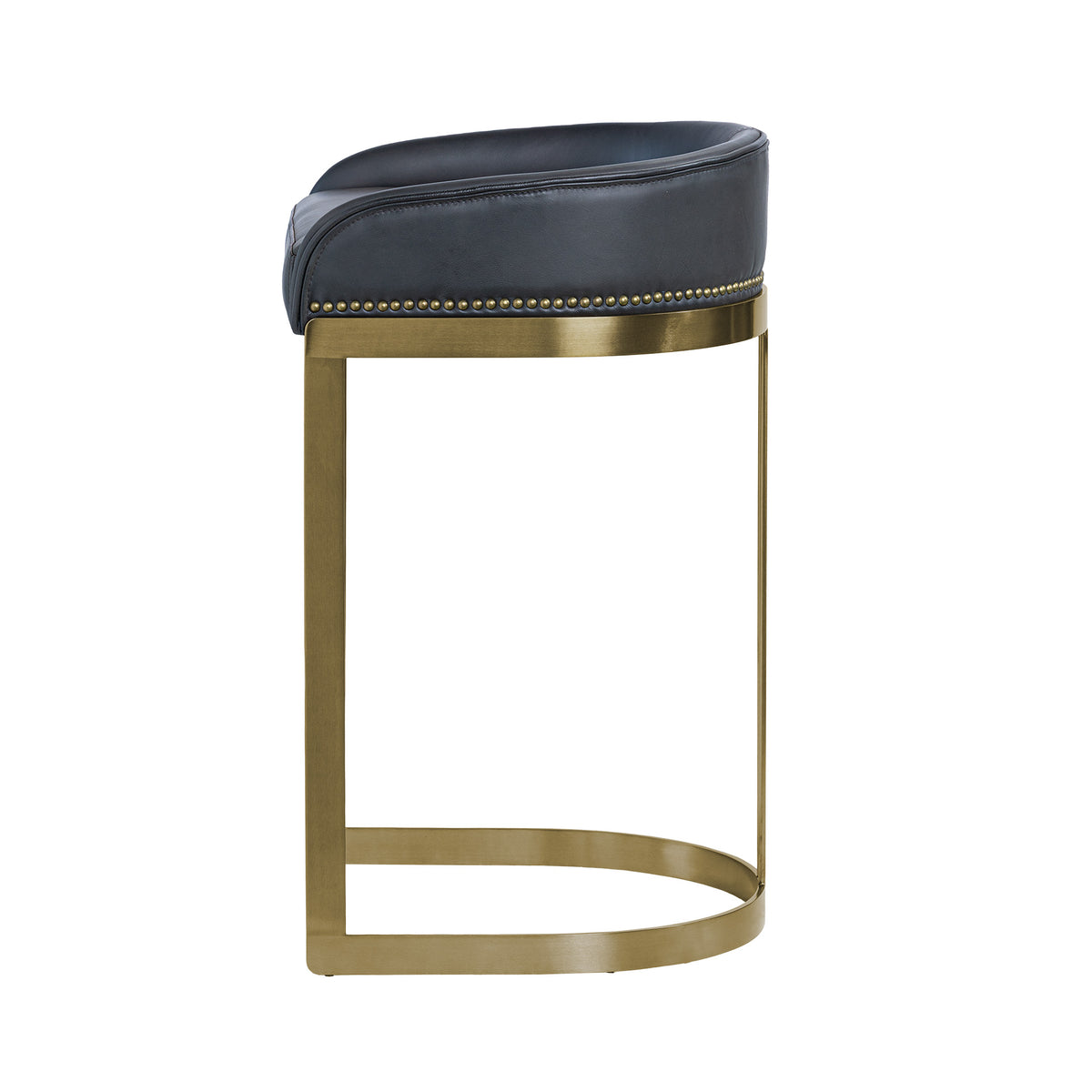 Hollyfield Charcoal Brown/Gold Leather Seat Metal Base Bar Stool - 67080V - Ornate Home