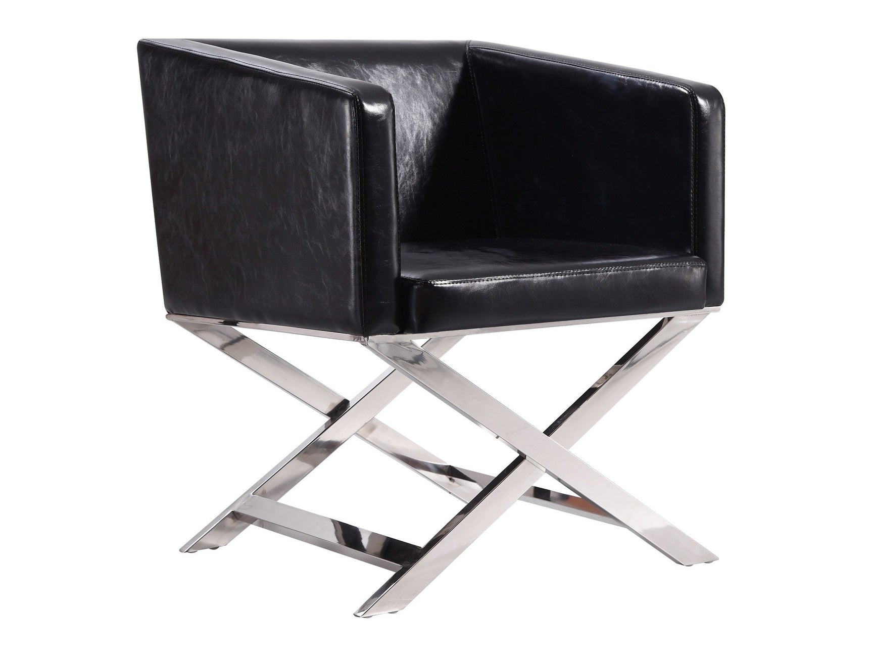 Hollywood Lounge Accent Chair in Black and Polished Chrome - Ornate Home