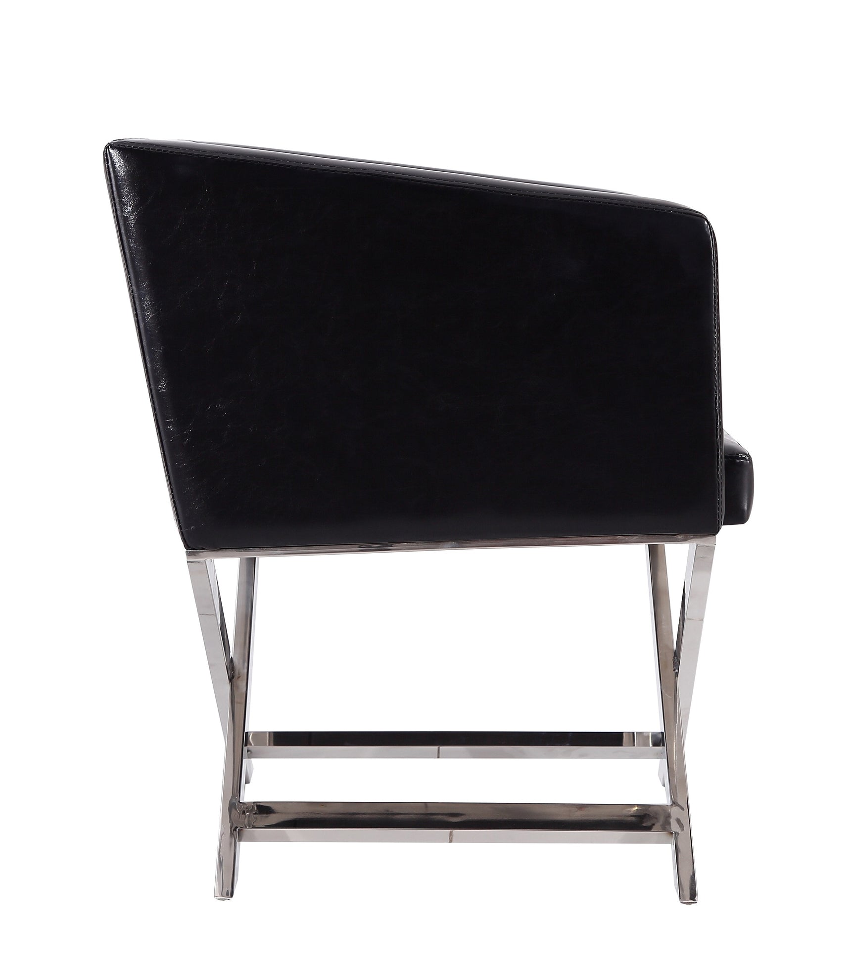 Hollywood Lounge Accent Chair in Black and Polished Chrome (set of 2) - Ornate Home