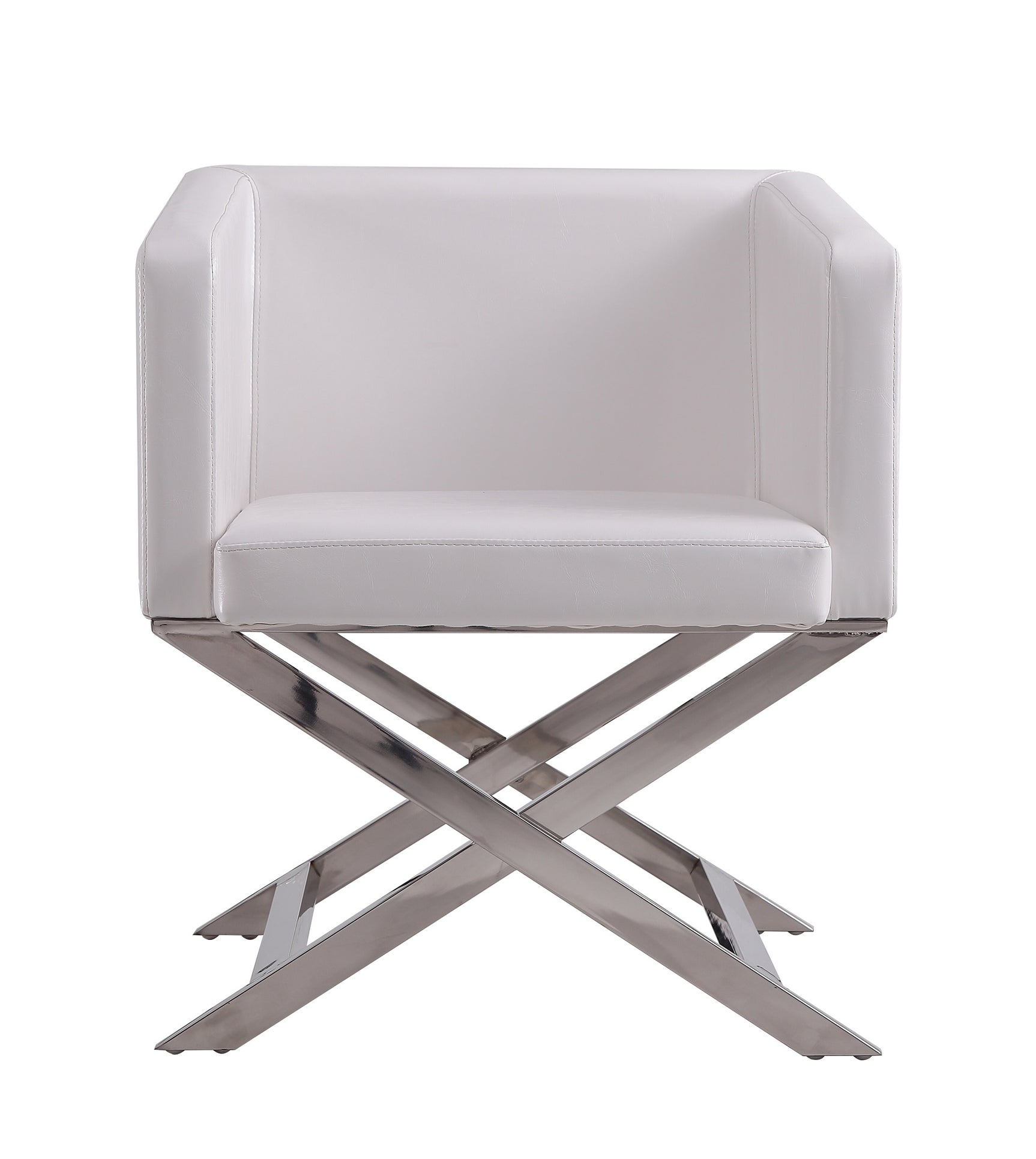 Hollywood Lounge Accent Chair in White and Polished Chrome (set of 2) - Ornate Home