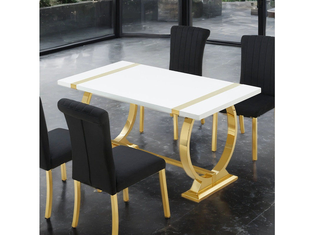 Holstebro Gold/White 60" Dining Table - Ornate Home