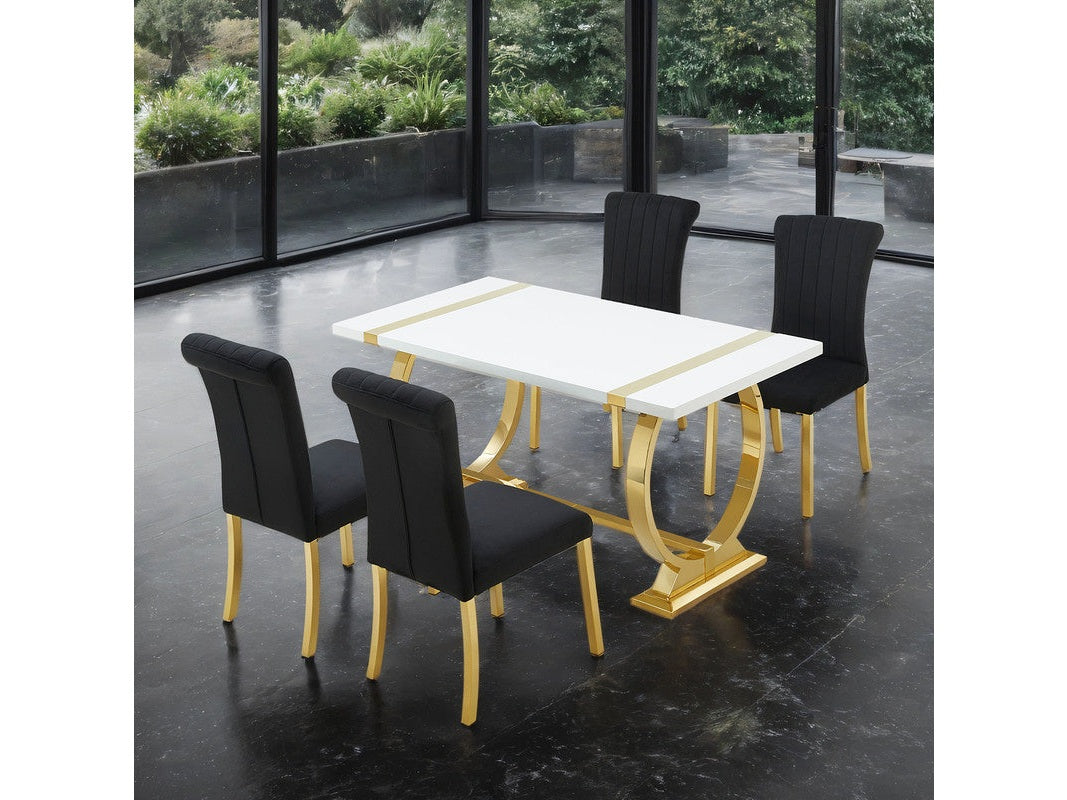 Holstebro Gold/White/Black 5 Pc. Dining Table Set - Ornate Home
