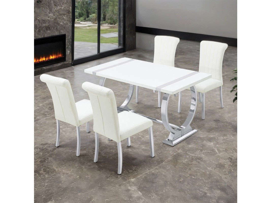 Holstebro Silver/White 5 Pc. Dining Table Set - Ornate Home