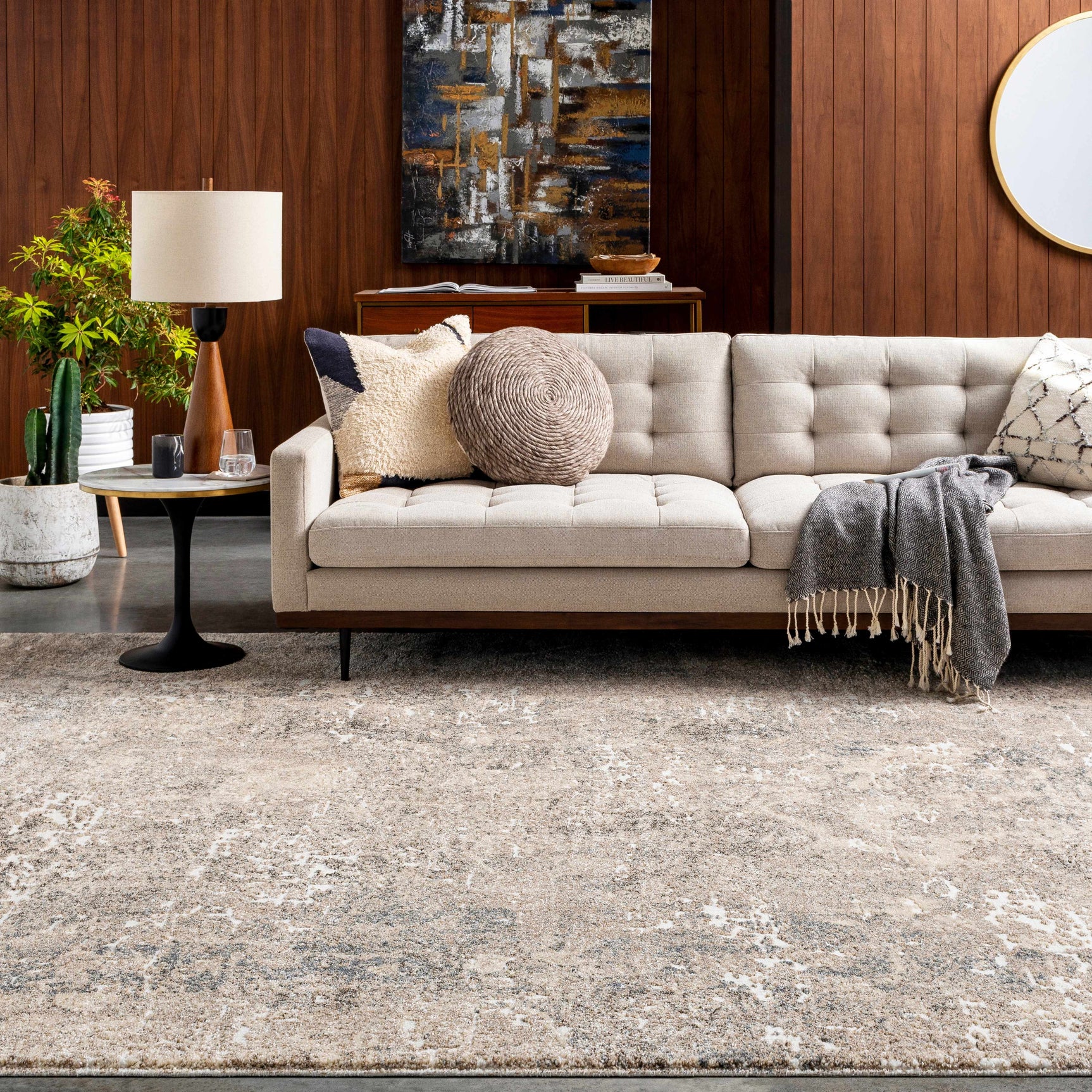 Holtsville Abstract Ivory Thick Rug - Ornate Home