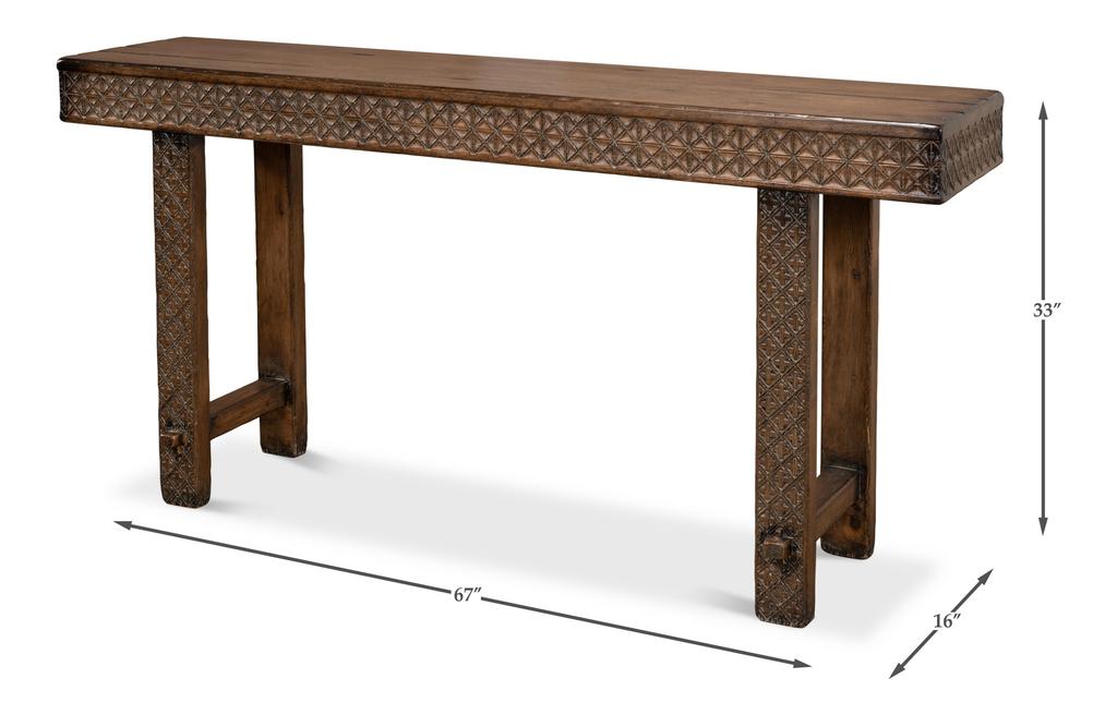 Honeycomb & Cross Brown Console Table - Ornate Home