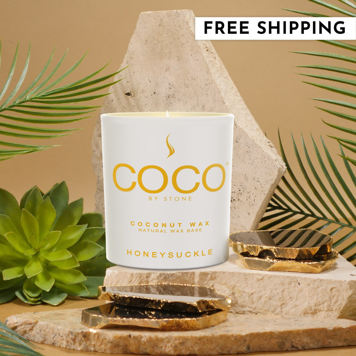 Honeysuckle Natural Coconut Apricot Wax Candle - Ornate Home