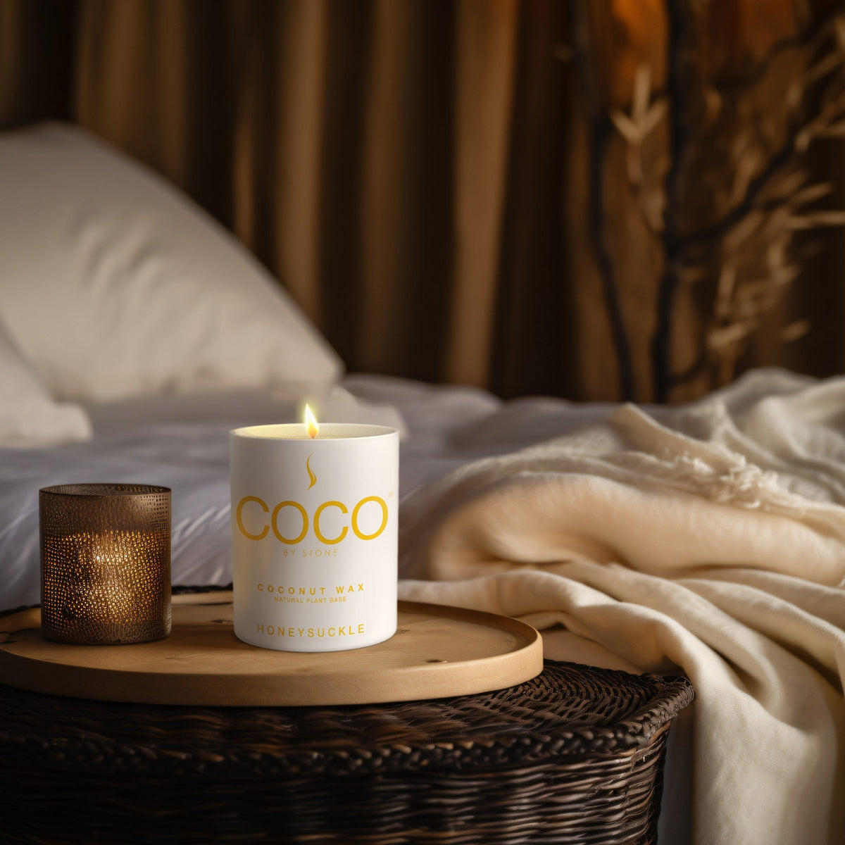 Honeysuckle Natural Coconut Apricot Wax Candle - Ornate Home