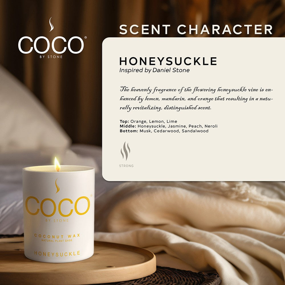 Honeysuckle Natural Coconut Apricot Wax Candle - Ornate Home