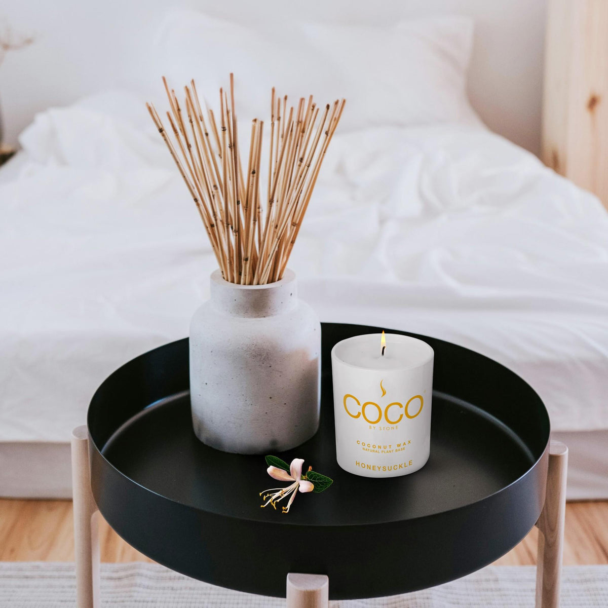 Honeysuckle Natural Coconut Apricot Wax Candle - Ornate Home