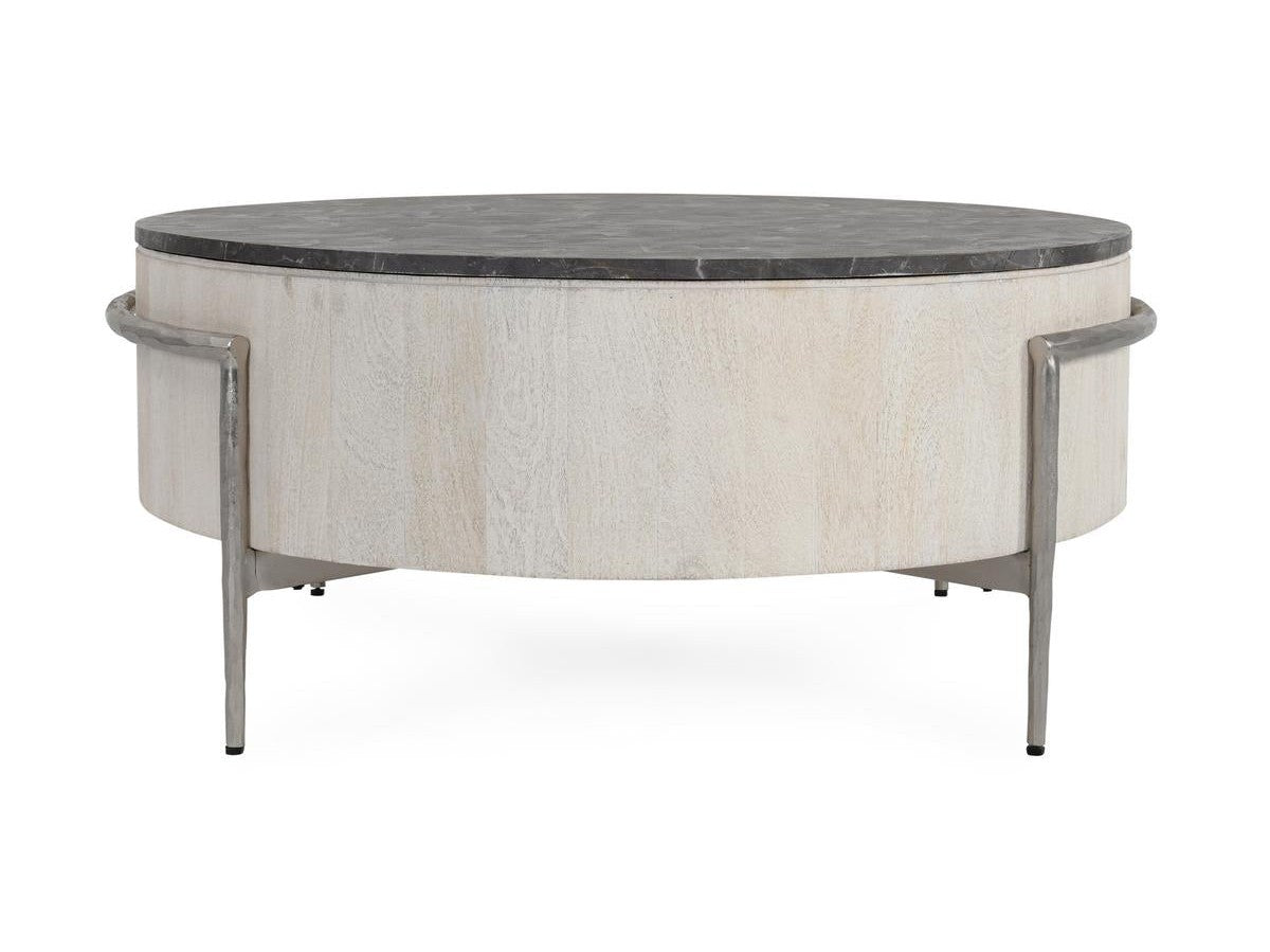 Honor Whitewash/Gray Round Coffee Table - Ornate Home