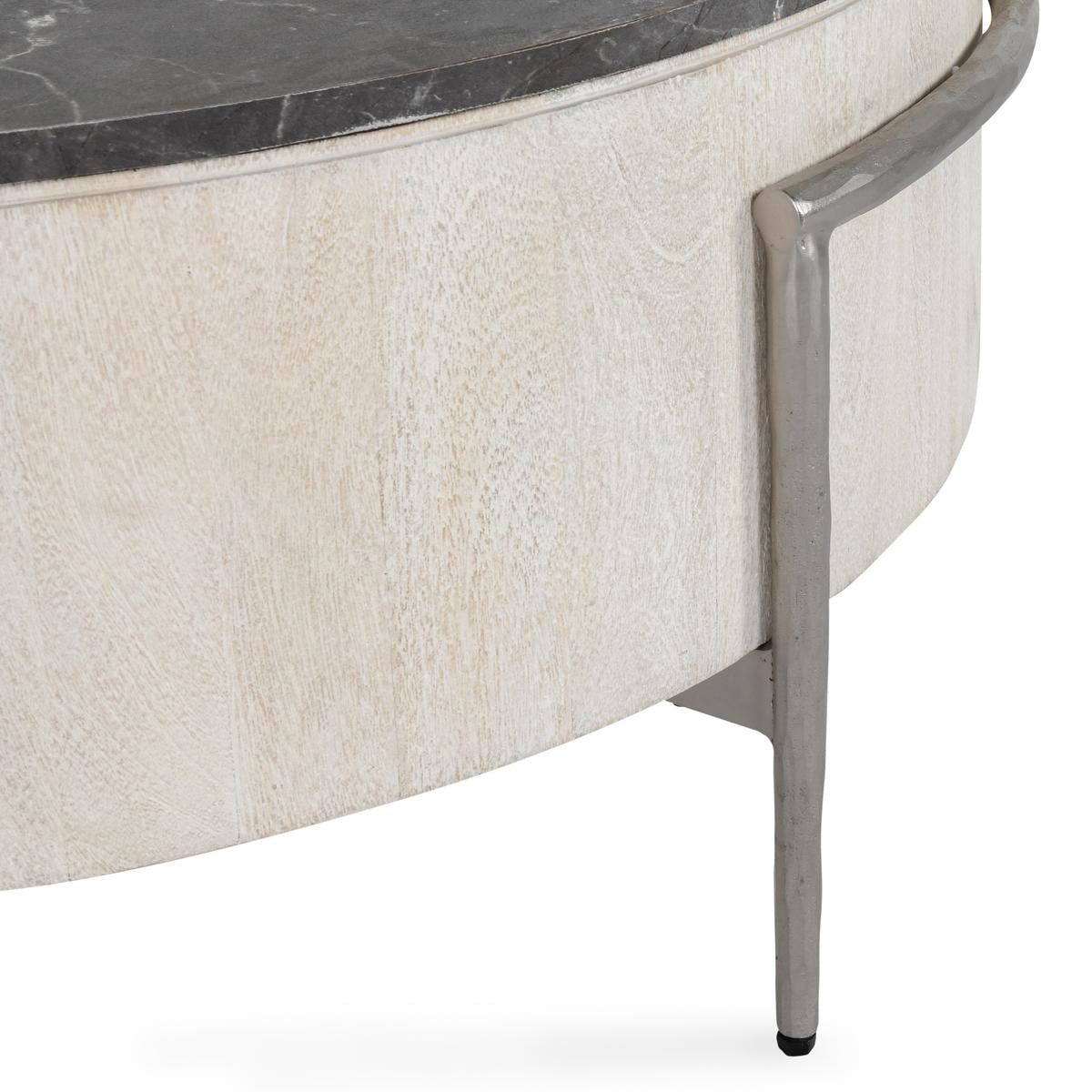 Honor Whitewash/Gray Round Coffee Table - Ornate Home