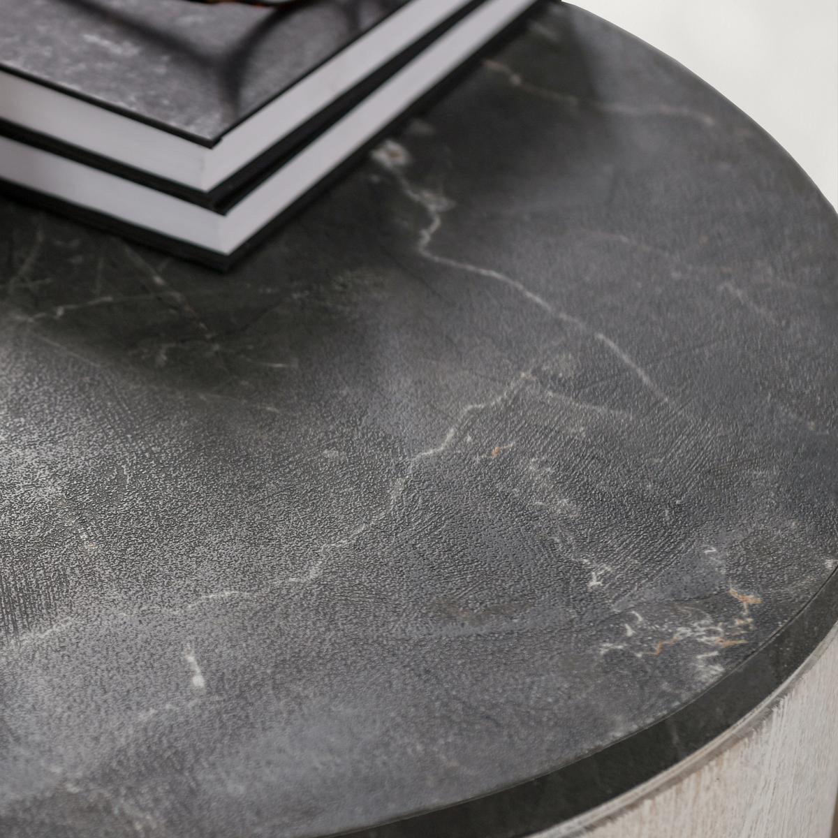 Honor Whitewash/Gray Stone Round End Table - Ornate Home