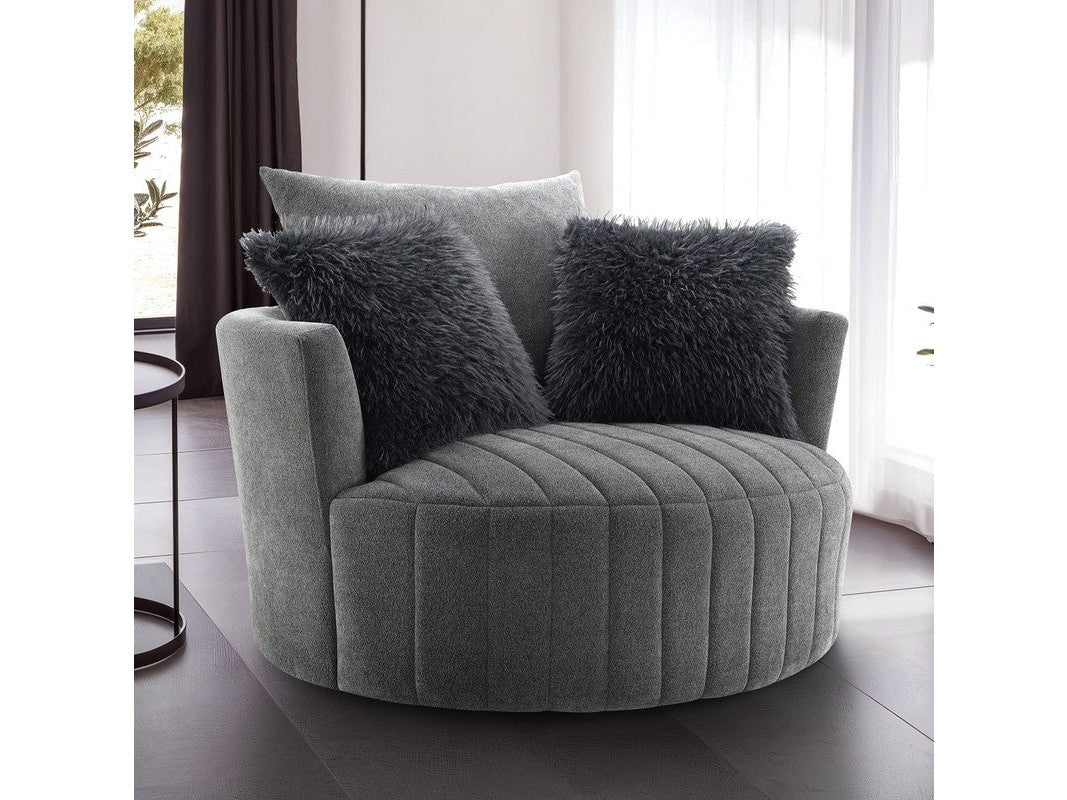 Hoople Dark Gray Swivel Chair - Ornate Home