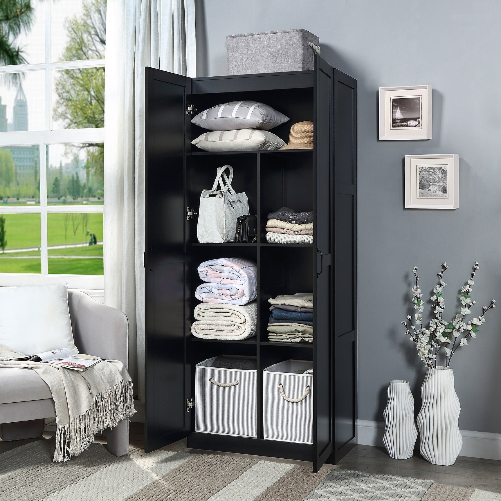 Hopkins Storage Closet 2.0 in Black - Ornate Home