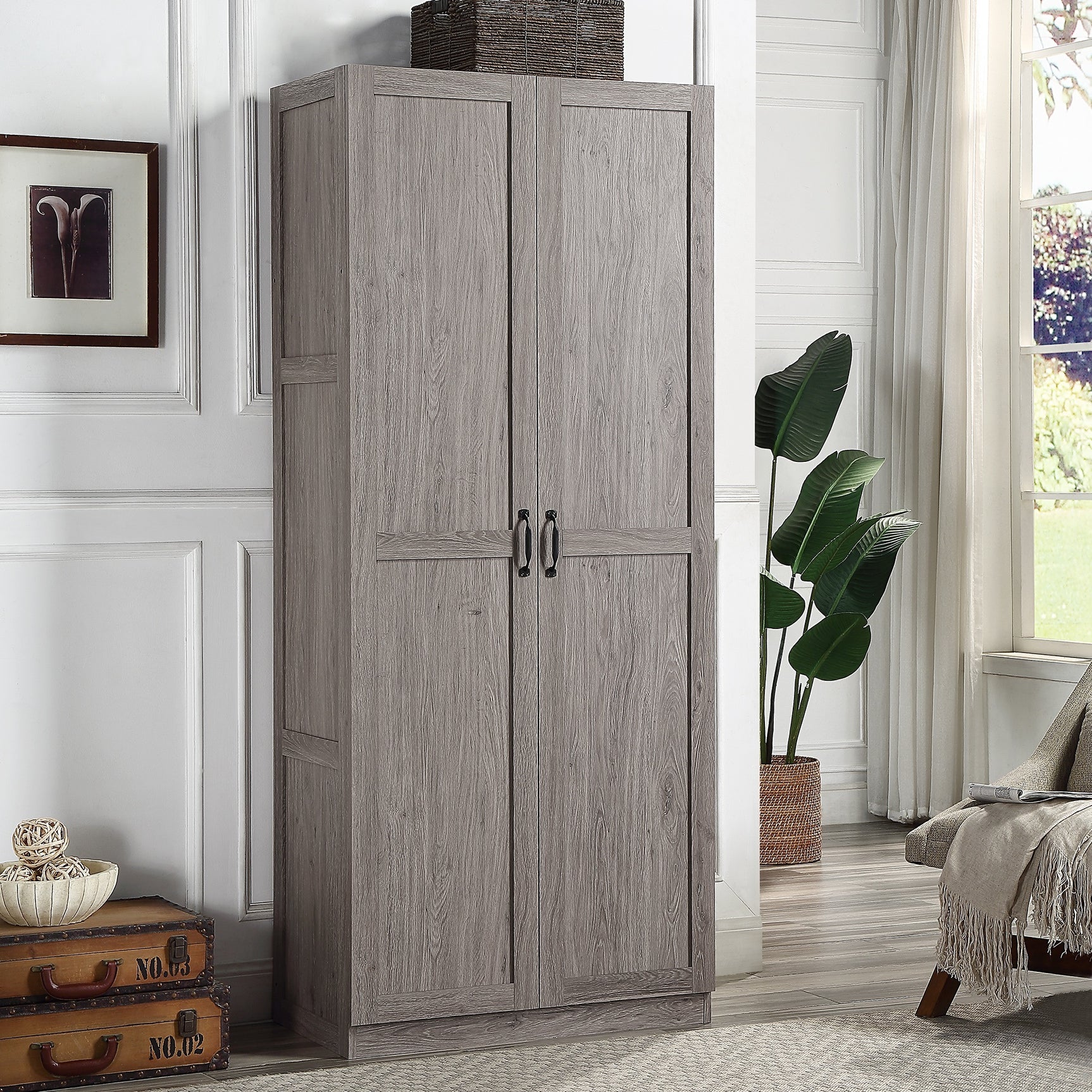 Hopkins Storage Closet 2.0 in Grey - Ornate Home