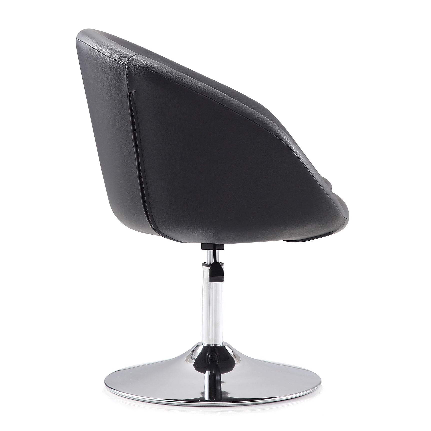 Hopper Swivel Adjustable Height Faux Leather Chair in Black and Polished Chrome - Ornate Home