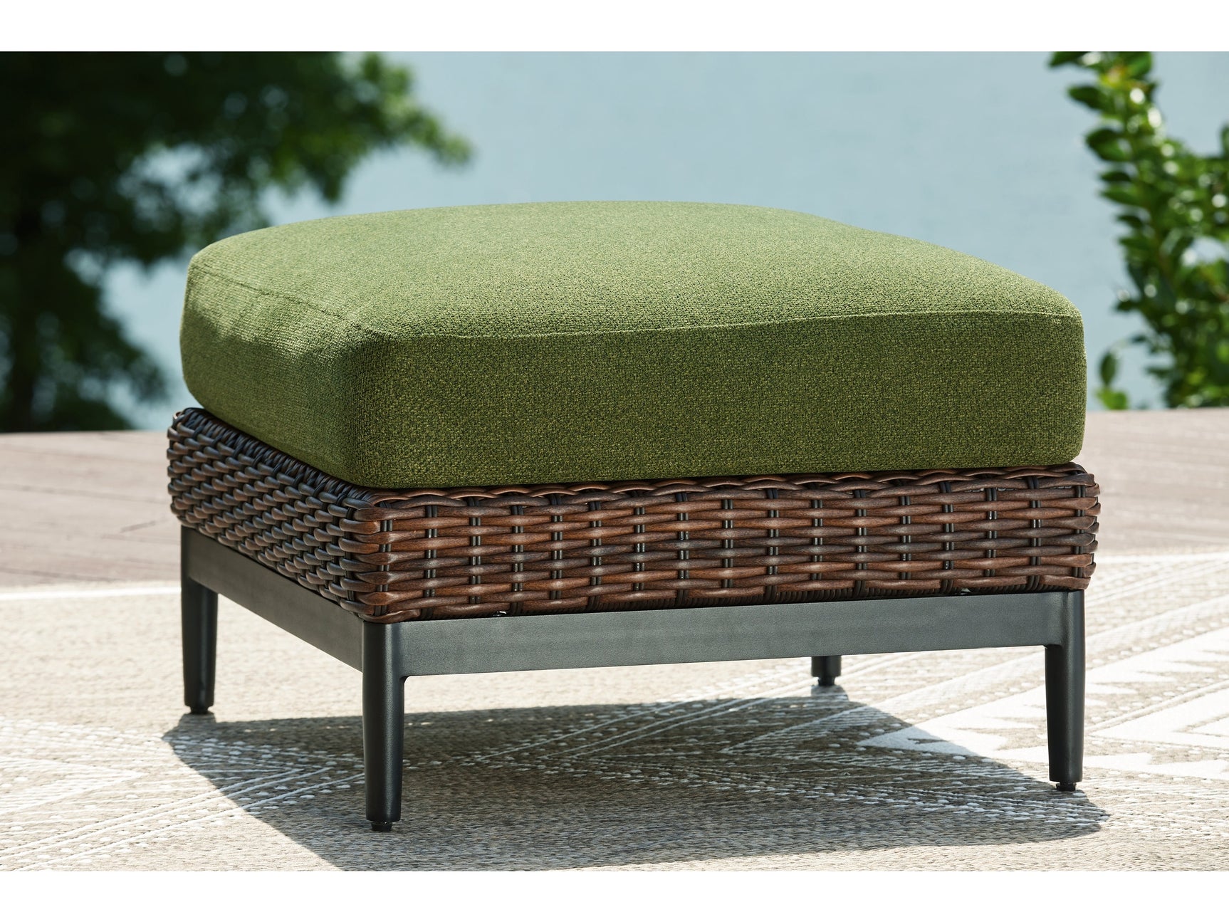 Horizon Hall Brown/Green Ottoman with Cushion - Ornate Home