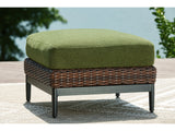Horizon Hall Brown/Green Ottoman with Cushion - Ornate Home