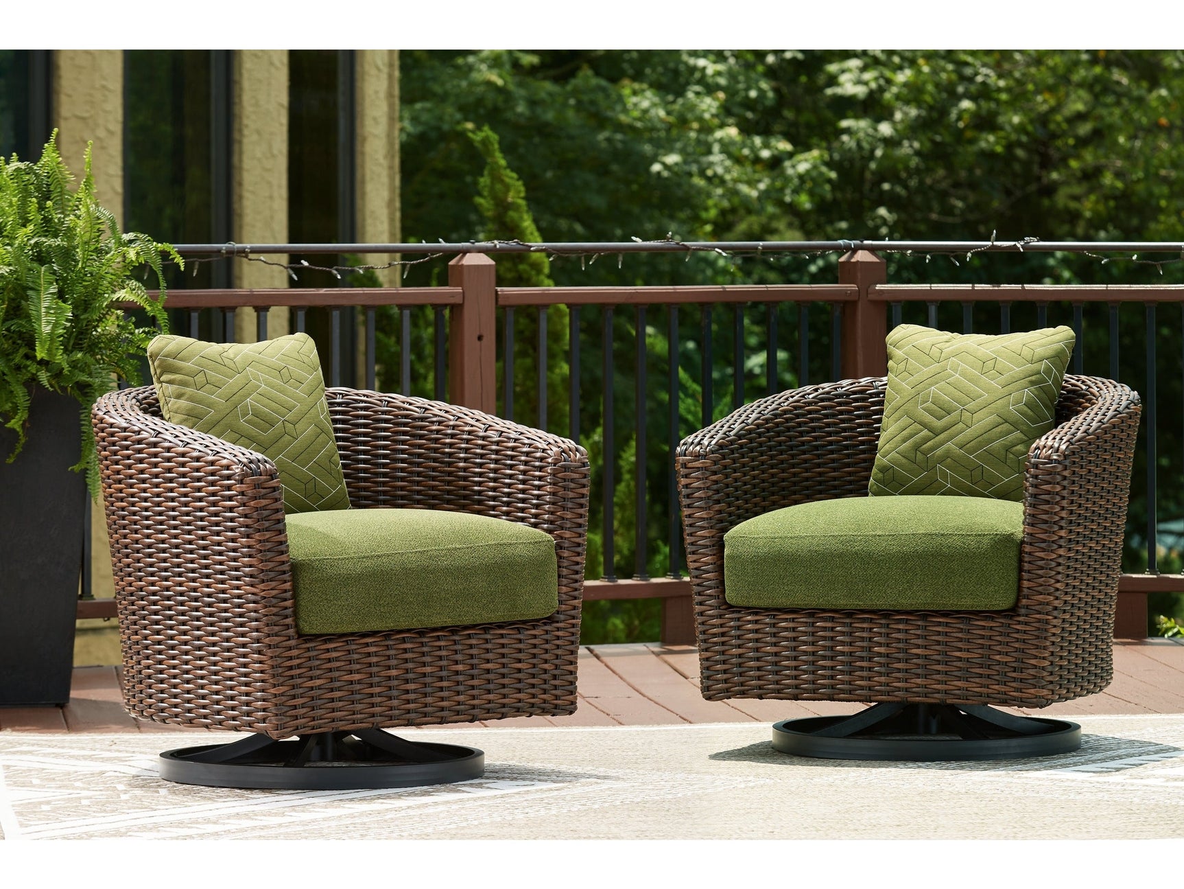 Horizon Hall Brown/Green Swivel Lounge w/ Cushion (Online Special Price) - Ornate Home
