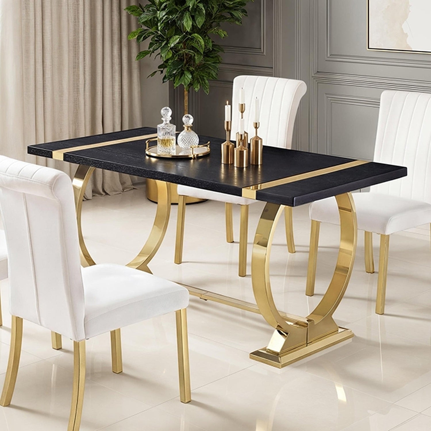 Horley Gold/Black 5 Pc. Dining Table Set - Ornate Home