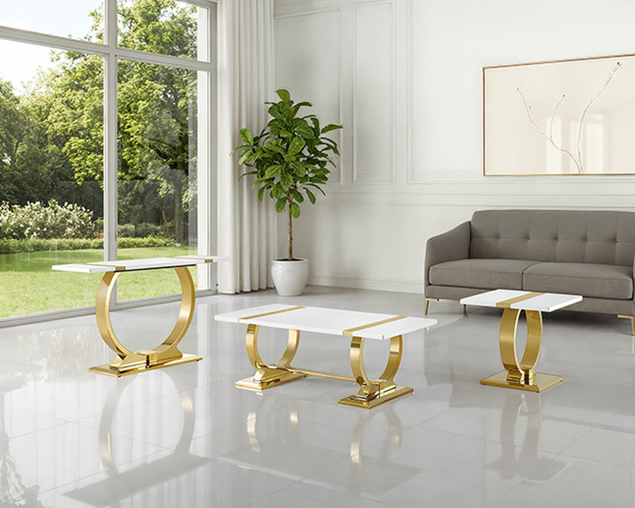 Horve Gold/White Coffee Table - Ornate Home