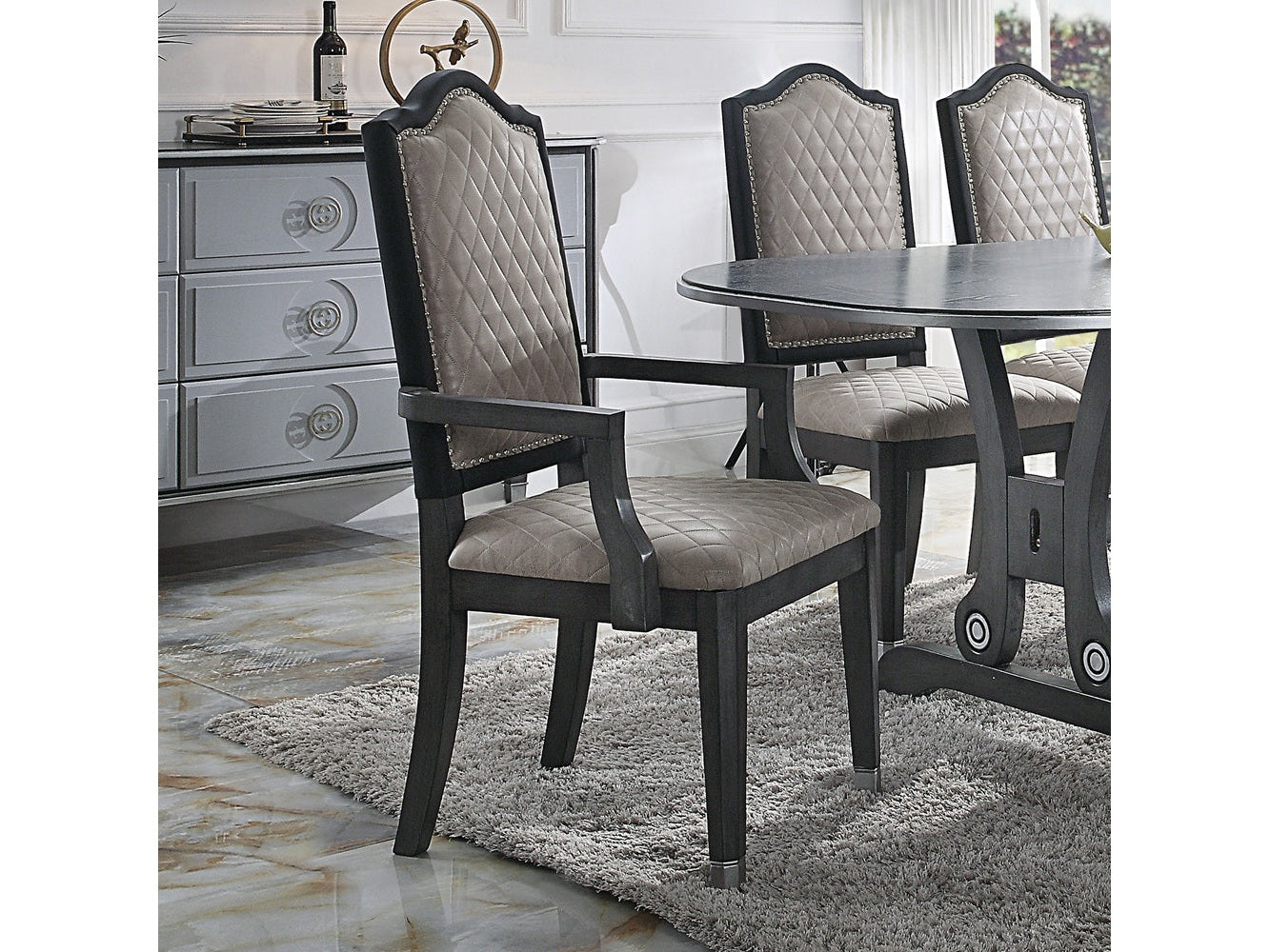 House Beatrice Arm Chair in Charcoal (Set of 2) 68813 - Ornate Home
