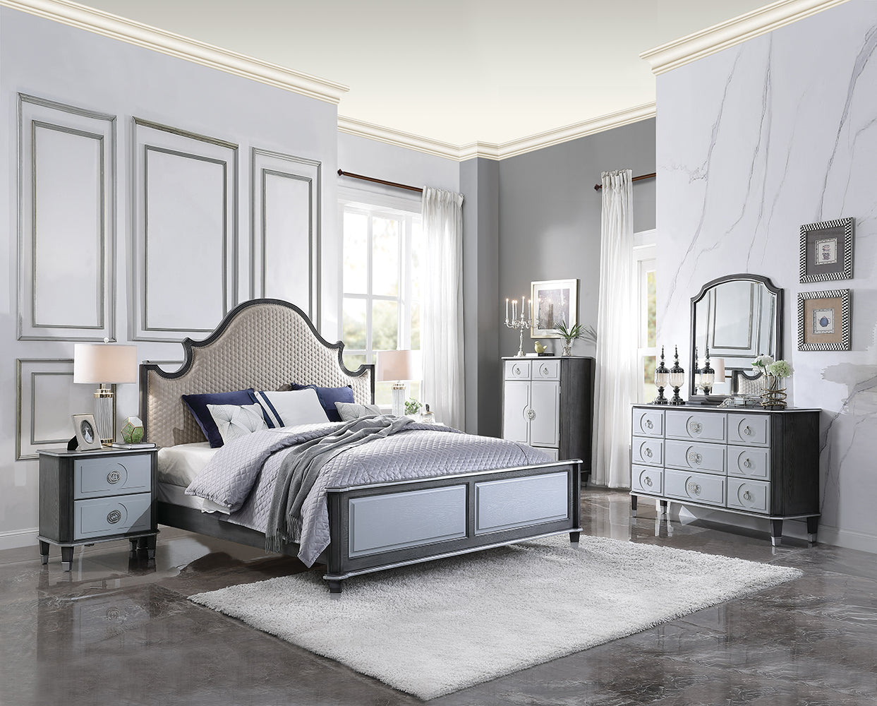 House Beatrice Mirror in Light Gray - Ornate Home