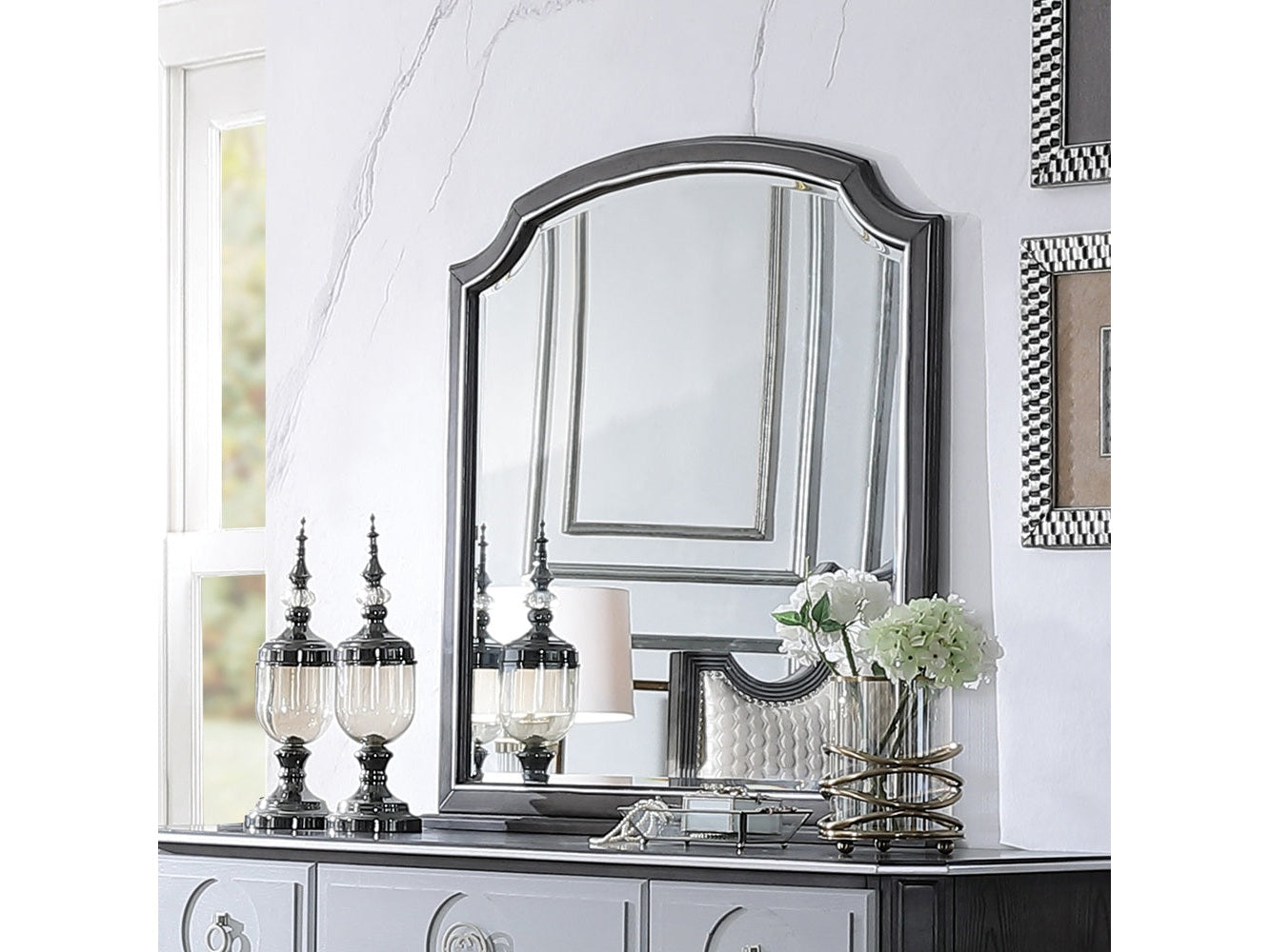 House Beatrice Mirror in Light Gray - Ornate Home