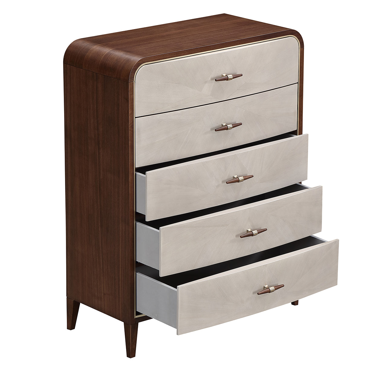 Houston Walnut 5-Drawer Chest - Ornate Home
