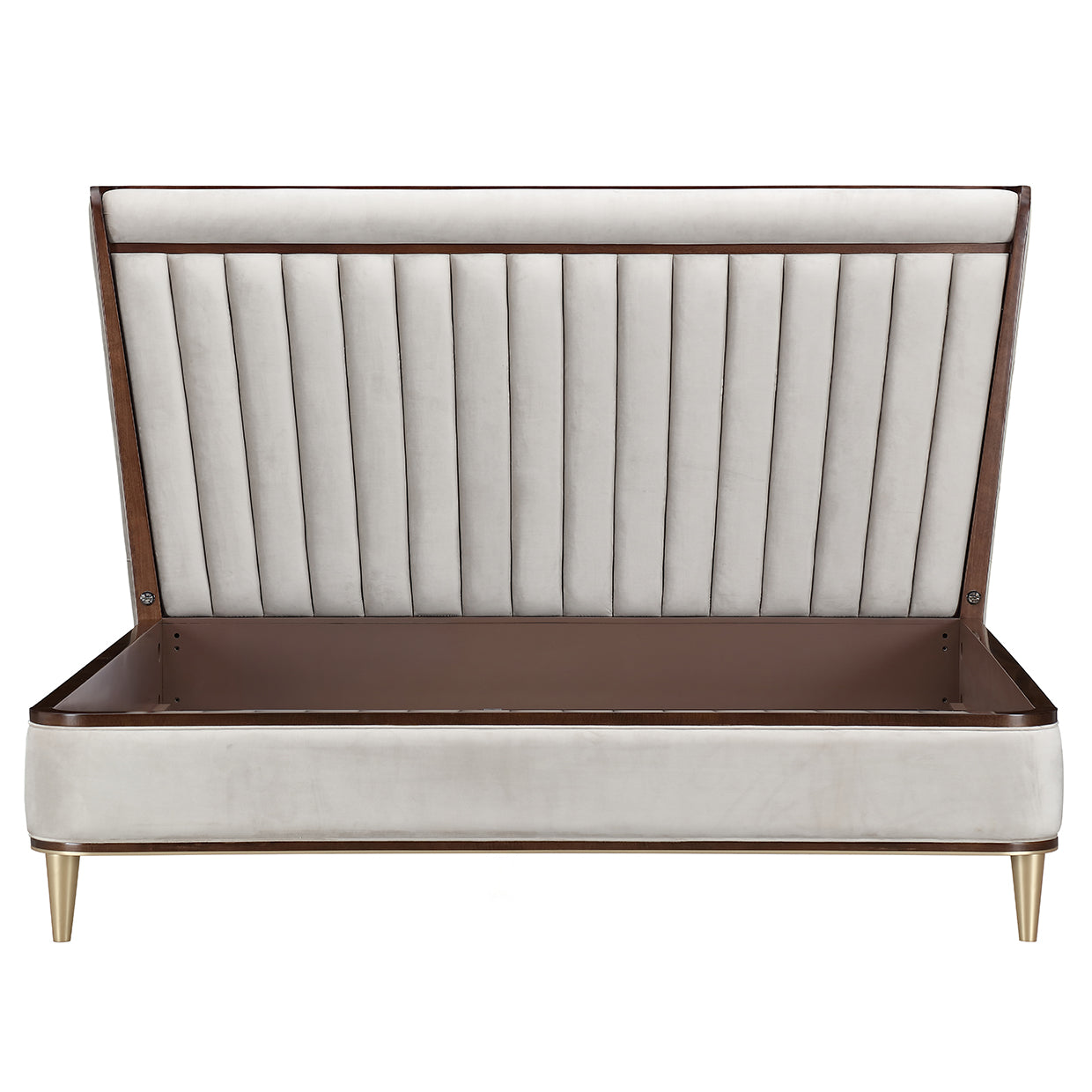 Houston Walnut/Porcini Eastern King Channel Tufted Panel Bed - Ornate Home