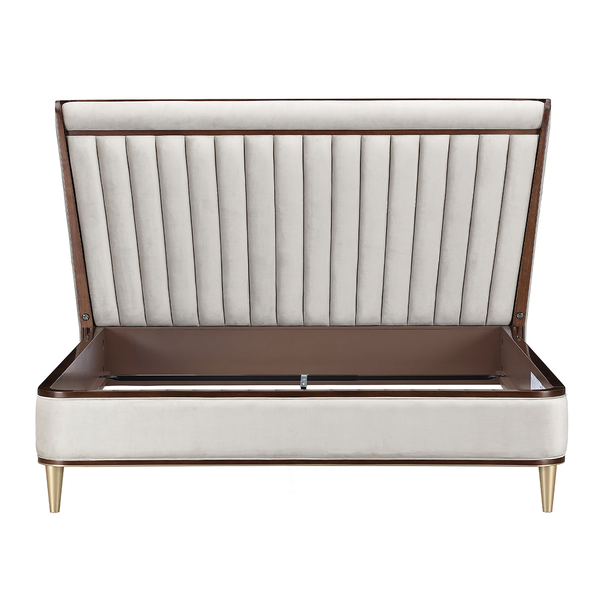 Houston Walnut/Porcini Queen Channel Tufted Panel Bed