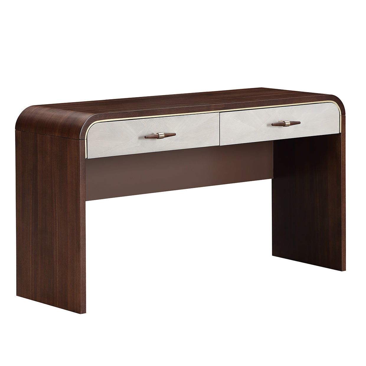 Houston Walnut Vanity Table with Mirror & Chair - Ornate Home