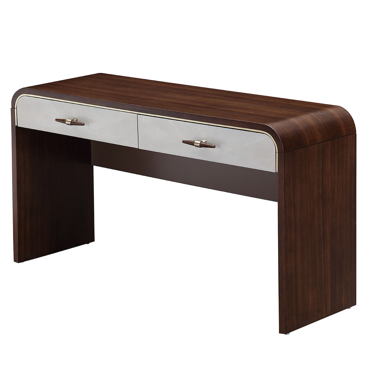 Houston Walnut Vanity Table with Mirror & Chair - Ornate Home